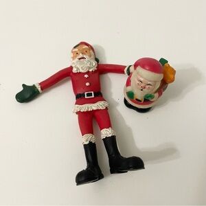 Vintage Santa Claus Bendy Figure and 1984 Santa Pencil Topper